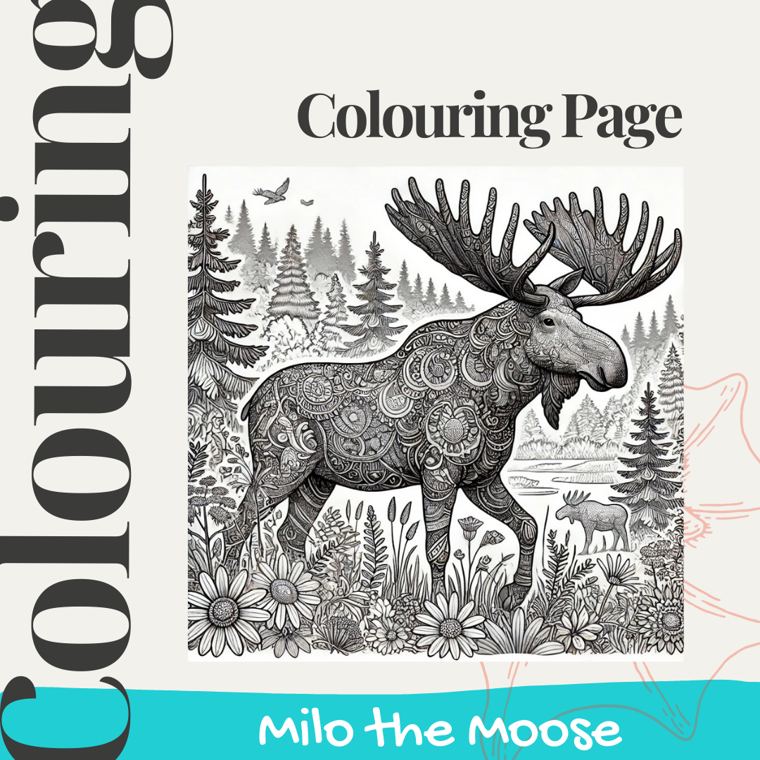 Milo the Moose Colouring Page