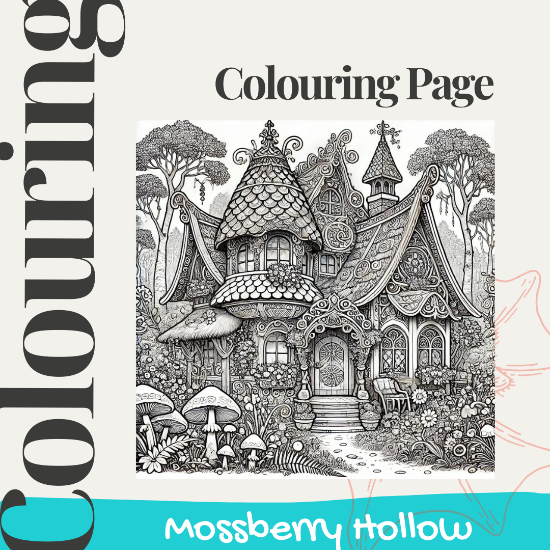 Mossberry Hollow Cottage Colouring Page