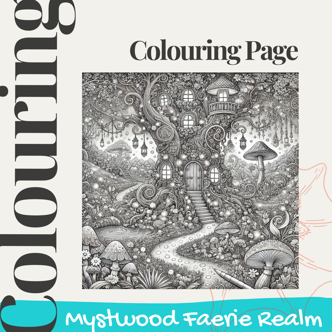 Mystwood Faerie Realm Adult stress relief colouring page