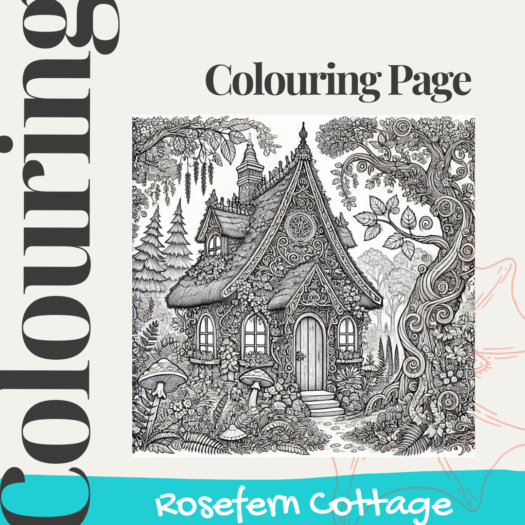 Rosefern Cottage Colouring Page