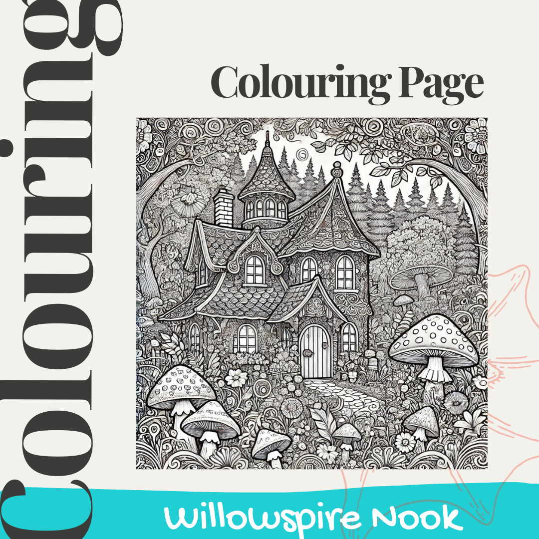 Willowspire Nook Cottage Colouring Page